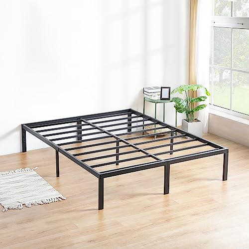 PrimaSleep 18 Inch Heavy Duty Steel Slat Anti-Slip Support, Easy Assembly Platform Bed frame, Noise Free Steel Mattress Foundation, Maximum Storage, No Box Spring Needed, Black, King Size