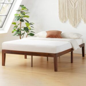 mellow naturalista classic 16 inch solid wood bed, espresso platform, king