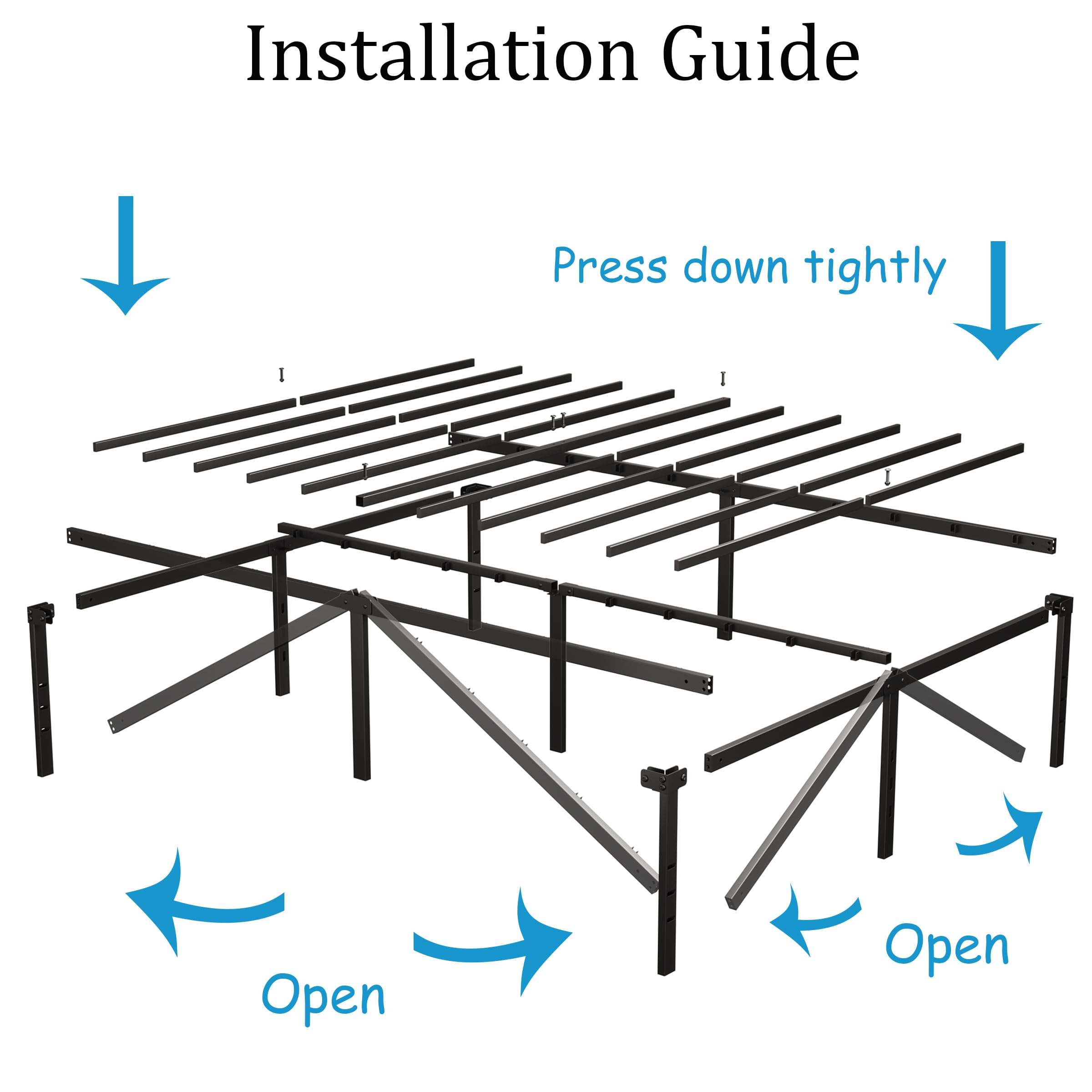 Jebosam 18 inch High King Bed Frame No Box Spring Needed Heavy Duty Steel Support 2500 lbs King Size Bed Frame Easy to Assemble Non-Slip Noise Free Black King Size Metal Bed Frame