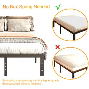 Bednowitz King Size Bed Frame, 12 Inch High Platform Bed No Box Spring Needed, Heavy Duty Metal Frame, Noise-Free Mattress Foundation, Easy Assembly, Black