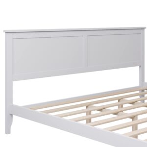 LZ LEISURE ZONE King Size Platform Bed, Modern Solid Wood King Platform Bed Frame, No Box Spring Needed, White