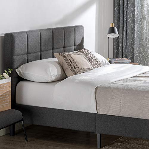 ZINUS Lottie Upholstered Platform Bed Frame / Mattress Foundation / Wood Slat Support / No Box Spring Needed / Easy Assembly, Grey, King, FSPB-K