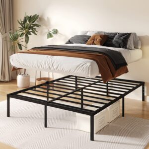 Kilyssa 18 Inch King Bed Frame, Metal Platform Bed Frames Heavy Duty 3500lbs Steel Slats Support Mattress Foundation Noise Free No Box Spring Needed, King Size