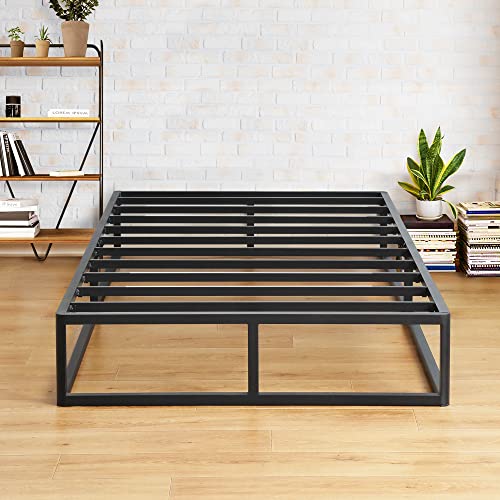 Olee Sleep 9 Inch Modern Metal Platform Bed Frame, Steel Slat Anti-Slip Support, Steel Mattress Foundation, No Box Spring Needed, Black, King Size