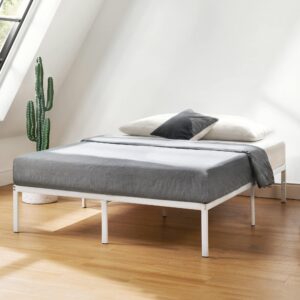 best price mattress 14 inch metal platform bed frame, heavy duty steel slats, white, king (spsc-14wh-k)