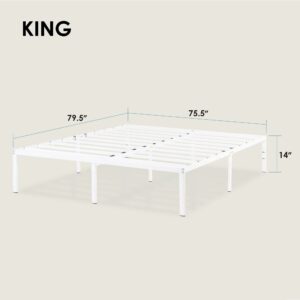 Best Price Mattress 14 Inch Metal Platform Bed Frame, Heavy Duty Steel Slats, White, King (SPSC-14WH-K)