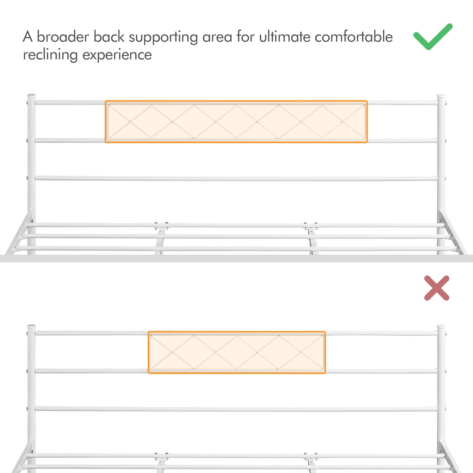 Yaheetech Metal Platform King Bed Frame Mattress Foundation with Headboard and Footboard No Box Spring Needed Under Bed Storage Steel Slats White