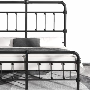 doletaitan king-bed-frame-metal-platform bed frame with 49" high-headboard - solid quite easy set up mattress foundation no box spring needed