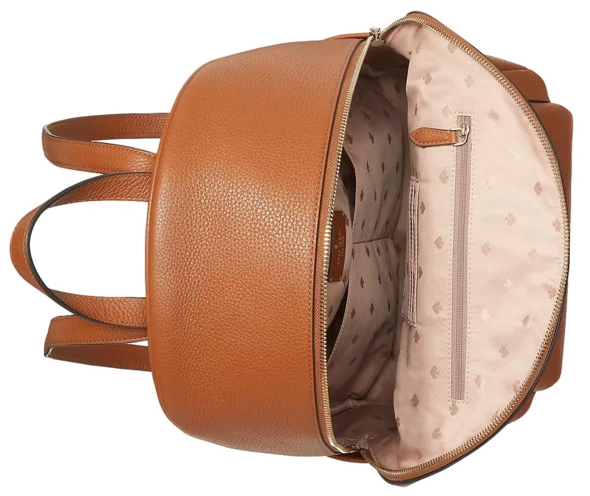 Kate Spade New York Women's Leila Pebbled Leather Large Dome Backpack Bag, Warm Gingerbread