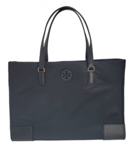 tory burch 136144 ella black with gold hardware women's large nylon tote bag