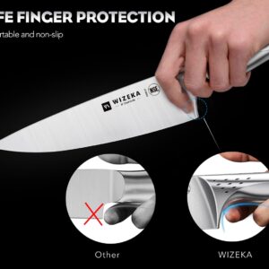 WIZEKA Kitchen Knife Set with Block, Dishwasher Safe 15 Pcs Professional Chef Knife Set with Knife Sharpener, Food Grade German Stainless Steel Knife Block Set, Jaguar Series