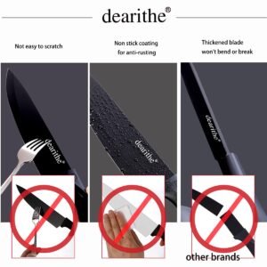 dearithe Kitchen Knife Set 7 Piece, High Carbon Stainless Steel Knife Block Set with Knife Sharpener, Professional Chef Knife Set with Acrylic Stand,Non stick coating for Anti-rusting and Sharp