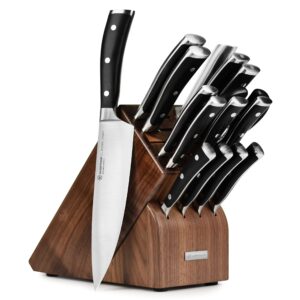 wusthof classic ikon 16 piece knife set with walnut block