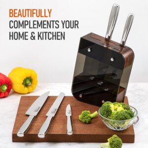 Topfeel Knife Set for Kitchen with Block, Sharp Knife Set 6 Piece, High Carbon Mirror Polishing Stainless Steel Chef Knife Set with Gift Box