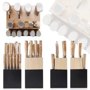 Kangdelun Natura Series 14 PCS Knife Block Set, Ultra Sharp High Carbon Stainless Steel with Wooden Handle