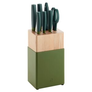 zwilling now s knife block set, 8-pc, lime green