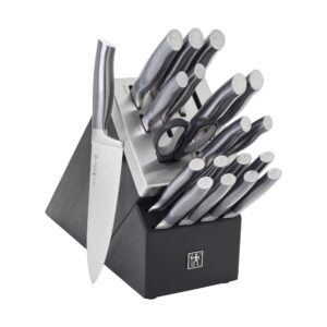 HENCKELS Graphite 20-pc Self-Sharpening Knife Set with Block, Chef Knife, Paring Knife, Utility Knife, Bread Knife, Steak Knife, Black, Stainless Steel