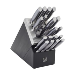 HENCKELS Graphite 20-pc Self-Sharpening Knife Set with Block, Chef Knife, Paring Knife, Utility Knife, Bread Knife, Steak Knife, Black, Stainless Steel