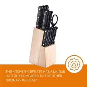 Bruntmor Cooking Knife Set - Black Stainless Steel Sharp Knife Set - Professional Cooking Kitchen Knives Set - For Cutting Meat and Any Recipe - Kitchen Essentials for Best Cooking Experience