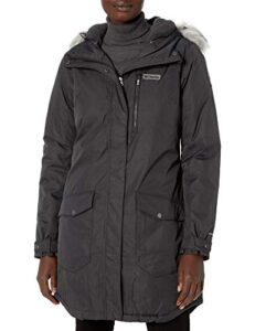 columbia women's suttle mountain long insulated jacket, black, small