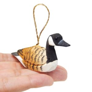 Canada Goose Bird Ornament Wood Hanging Figurine Holiday Decoration Handmade Carving Small Animal