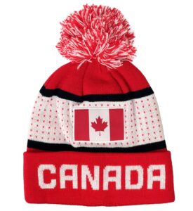 country winter hat, adult knit warm hat casual active sports pom soccer beanie (canada) red