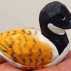 Selsela Canada Goose Figurine Decoration Handmade Wooden Statue Duck Art Decoy Carved Bird Geese Branta Small Animal Collectible