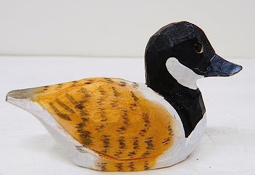 Selsela Canada Goose Figurine Decoration Handmade Wooden Statue Duck Art Decoy Carved Bird Geese Branta Small Animal Collectible