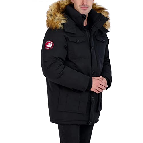 CANADA WEATHER GEAR Men's Insulated Winter Parka Coat Black Size XL