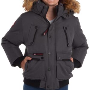 CANADA WEATHER GEAR Boys' Winter Coat – Heavyweight Bomber Parka Ski Jacket (Size: 4-20), Size 8, Coal Grey