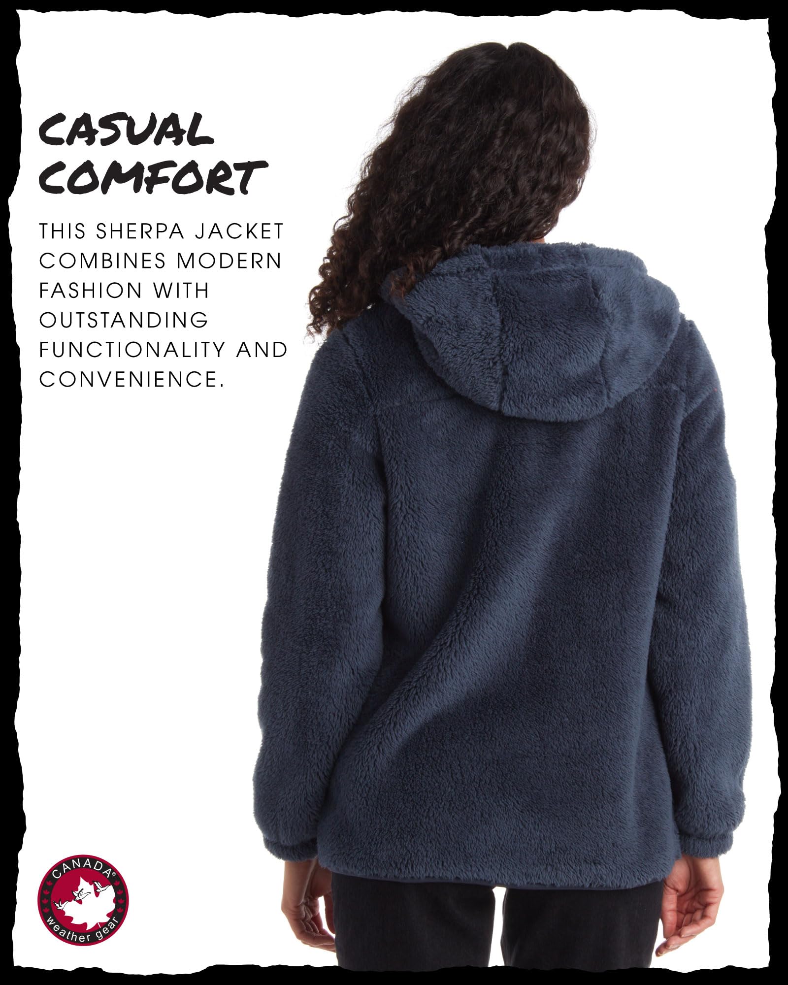 CANADA WEATHER GEAR Women’s Fleece Sweatshirt Jacket - Full Zip Sherpa Fur Bomber Jacket - Teddy Coat for Women (S-XL), Size Large, Dusty Blue