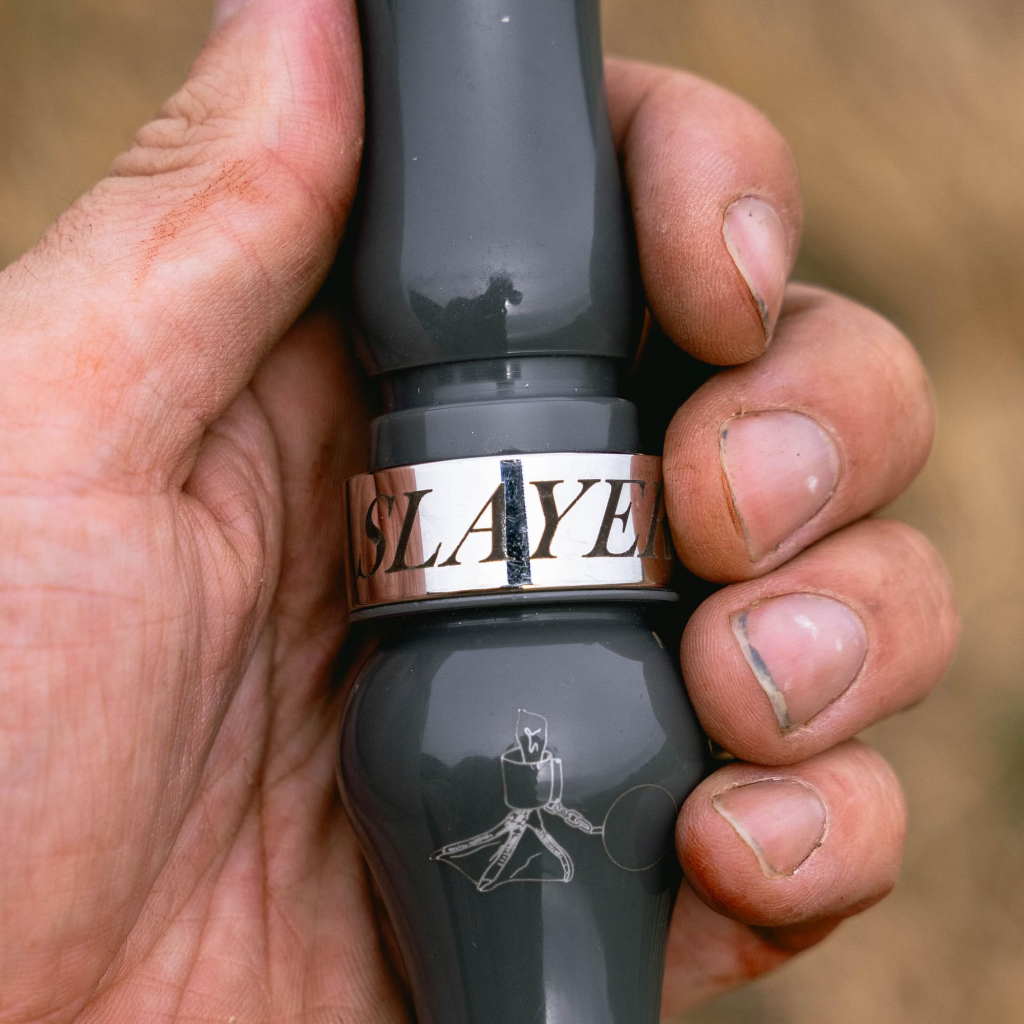 Slayer Calls | Leg Iron Honker Call | Acrylic Goose Call for Canada Geese | Flat Grey Custom Engraved Call