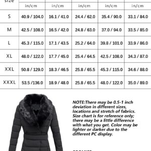 Bellivera Women's Winter Puffer Jacket Cold-resistant patchwork plush lining Coat with Removable Fur Collar Hooded and Belted 5527 BLACK M