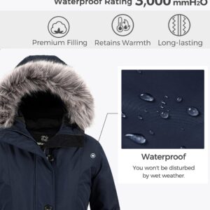 wantdo Women's Winter Hooded Thick Puffer Coat Insulated Long Parka Navy S