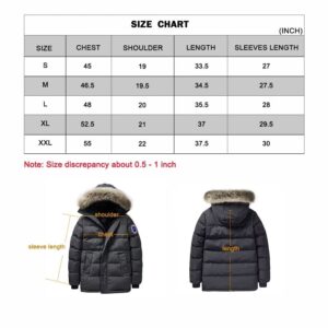 FREDRM Men's Winter Coat Water-Repellent Windproof Fur Hooded Thicken Long Parka Puffer Jacket (gray-1, L)