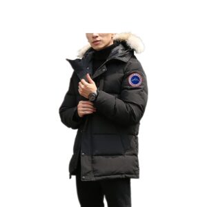 men's winter coat water-repellent windproof fur hooded thicken long parka puffer jacket (black-1, l)