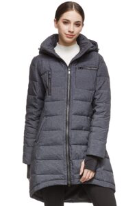 orolay women's down jacket coat mid-length darkgrey m