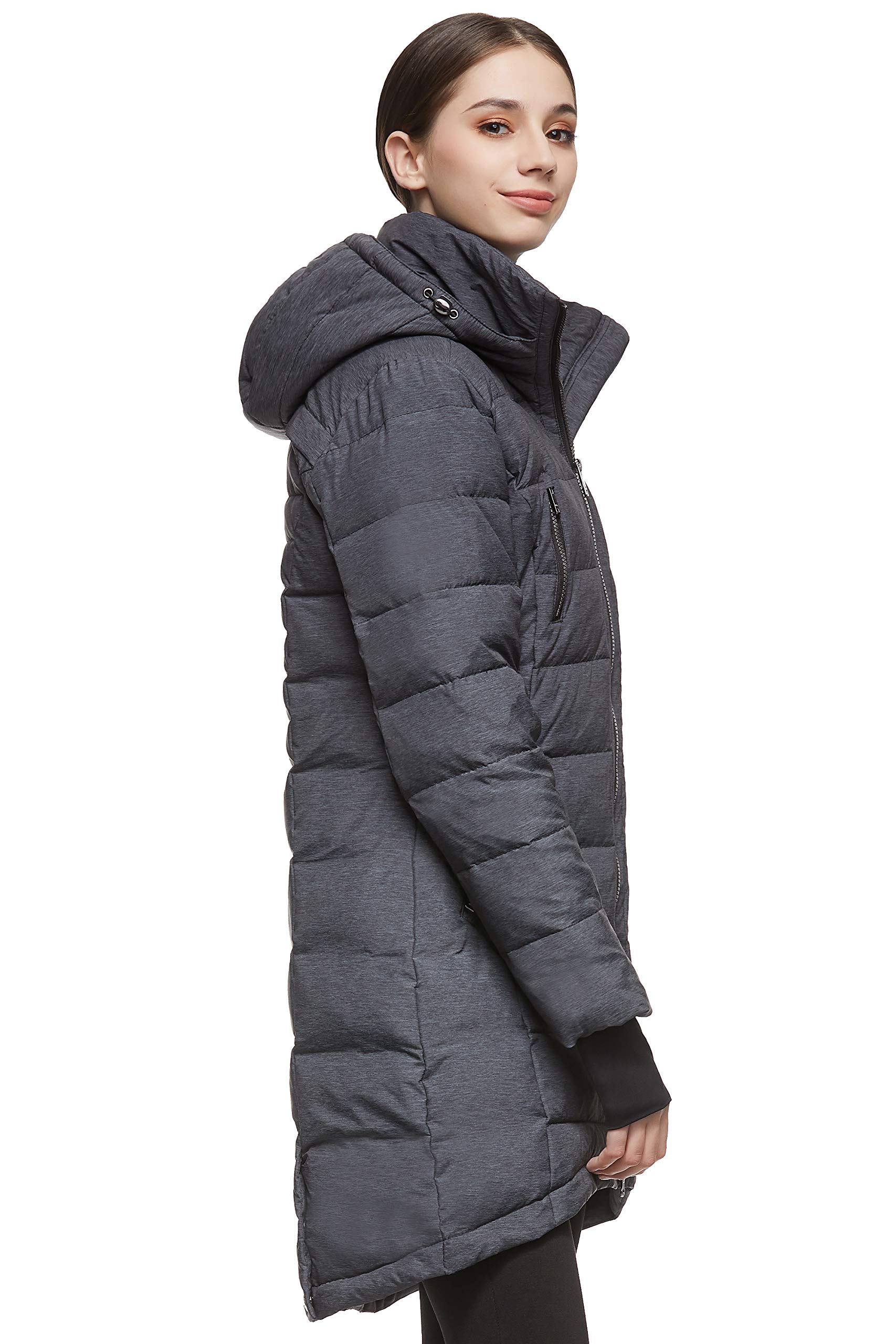 Orolay Women's Down Jacket Coat Mid-Length Darkgrey M