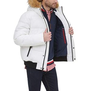 Tommy Hilfiger Men's Arctic Cloth Quilted Snorkel Bomber Jacket, White, Large