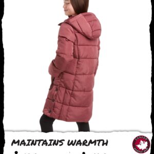 CANADA WEATHER GEAR Girls’ Winter Coat – Stadium Length Quilted Puffer Parka Jacket (4-16), Size 7-8, Wild Ginger