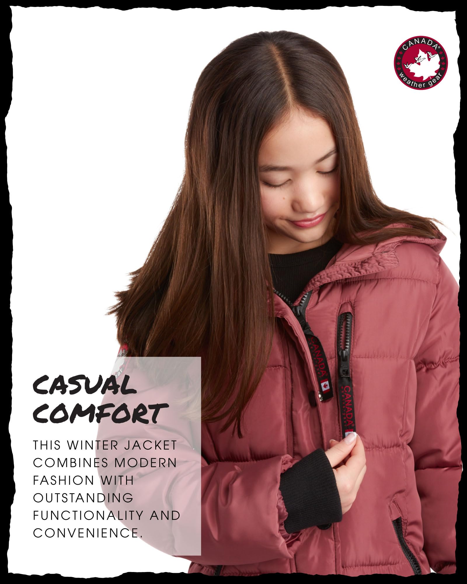 CANADA WEATHER GEAR Girls’ Winter Coat – Stadium Length Quilted Puffer Parka Jacket (4-16), Size 7-8, Wild Ginger