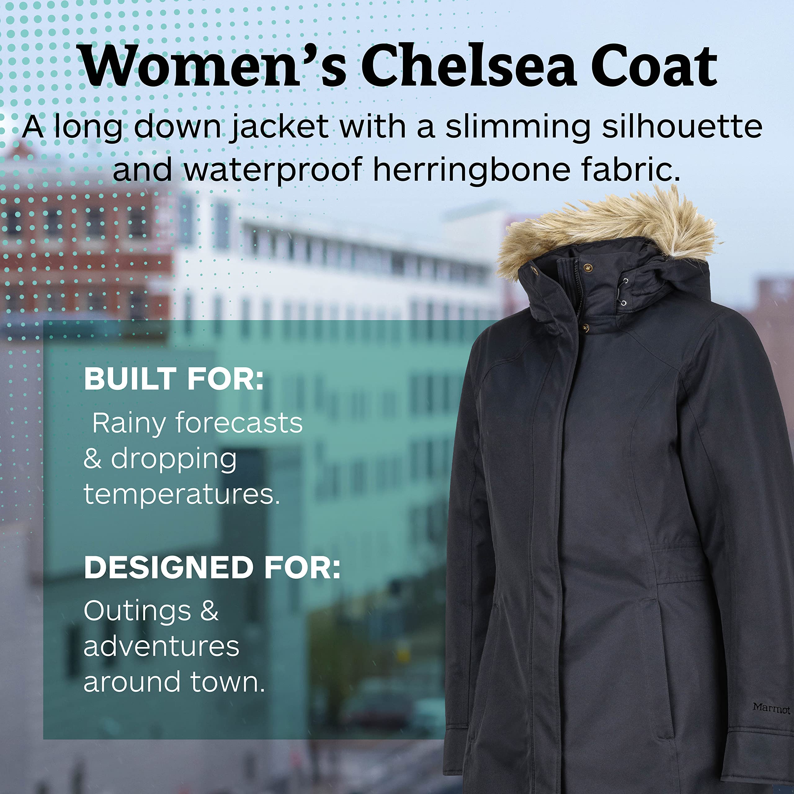 MARMOT Women’s Chelsea Rain Coat | Down-Insulated, Waterproof, Jet Black, Small