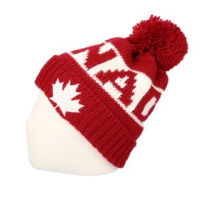 WITHMOONS Canada Beanie Hat Toque Winter Pom Knit Beanies for Men Women JZP0027 (Red)