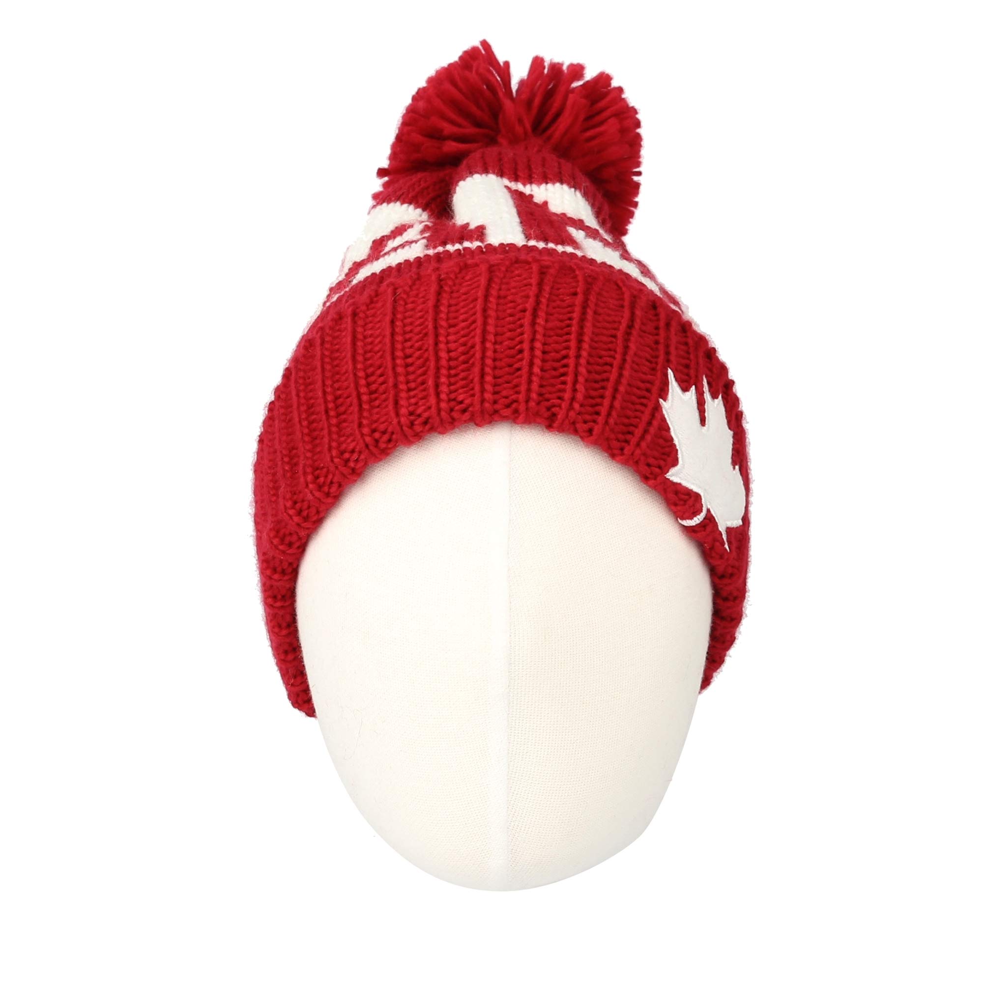 WITHMOONS Canada Beanie Hat Toque Winter Pom Knit Beanies for Men Women JZP0027 (Red)