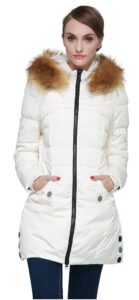 orolay women's down jacket with faux fur trim hood beige l