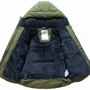 MOERDENG Kids Boy's Winter Coat Waterproof Fleece Lined Thick Down Coats Puffy Cotton Jackets with Hood