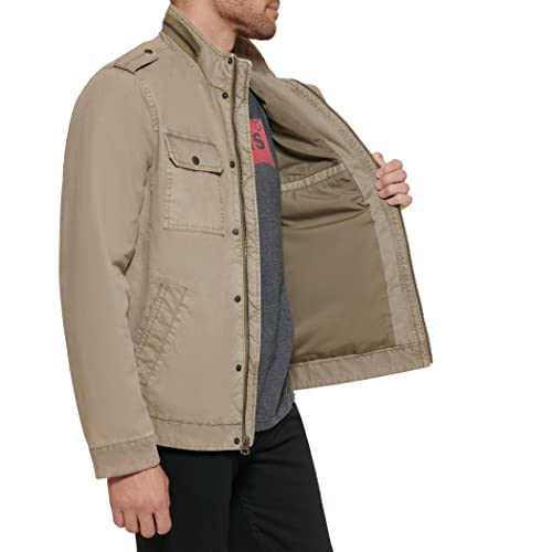 Levi's Men's Washed Cotton Military Jacket, Stone Unfilled, X-Large