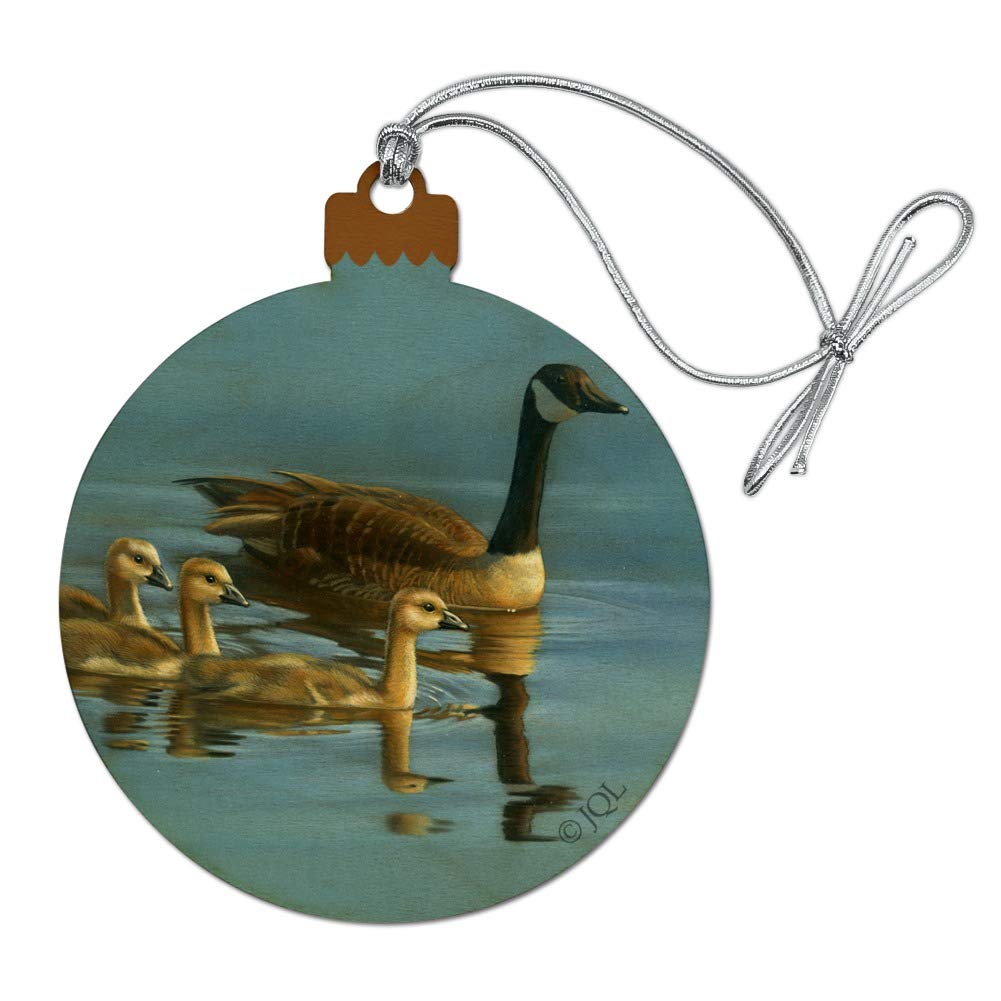 Canada Canadian Geese Family Wood Christmas Tree Holiday Ornament