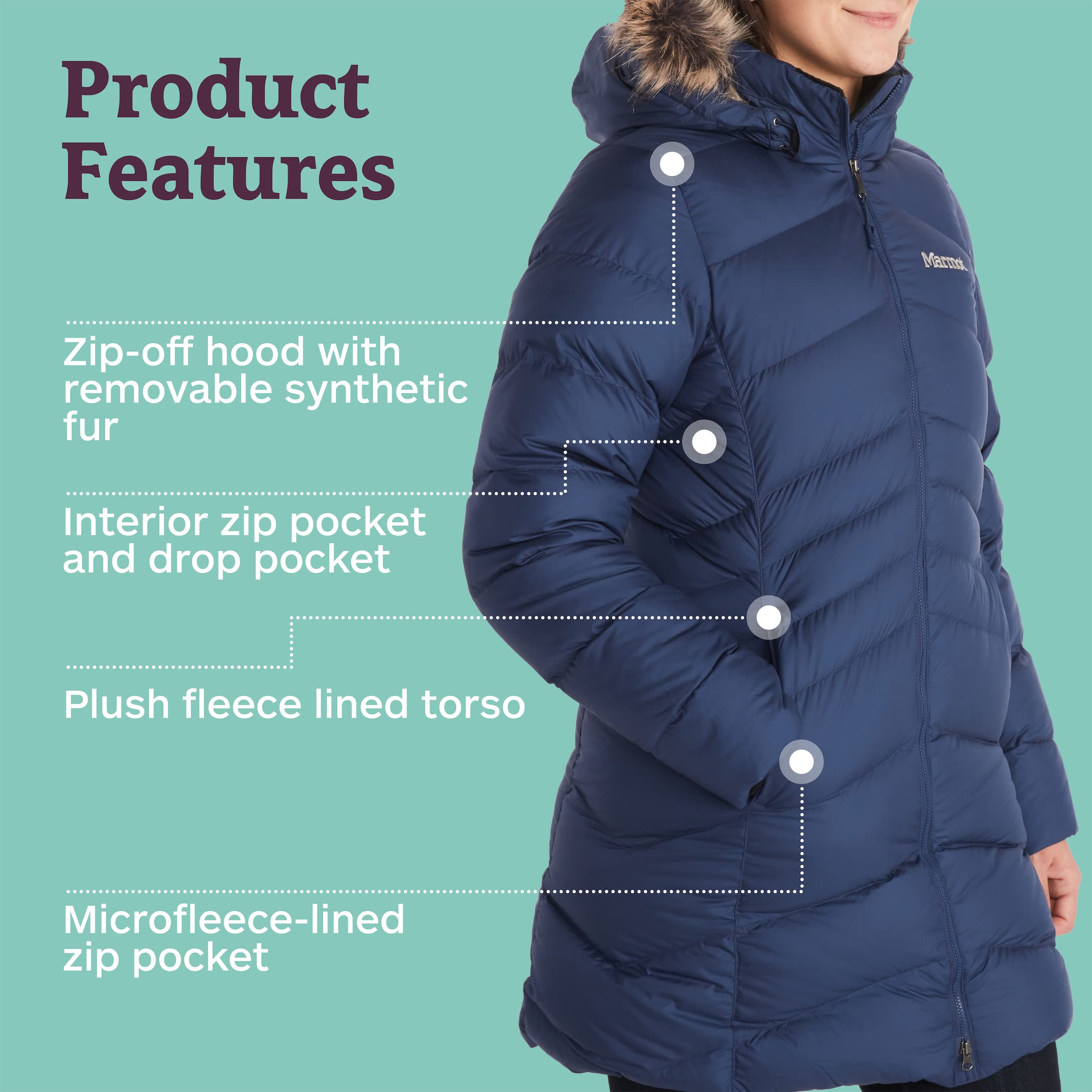 MARMOT Women’s Montreal Puffer Coat | Down-Insulated, Water-Resistant, Arctic Navy, X-Large