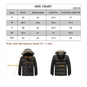 HOLISEE Men's Long Winter Coats Water Repellent Warm Fur Hooded Thicken Parkas Jacket (black, L)